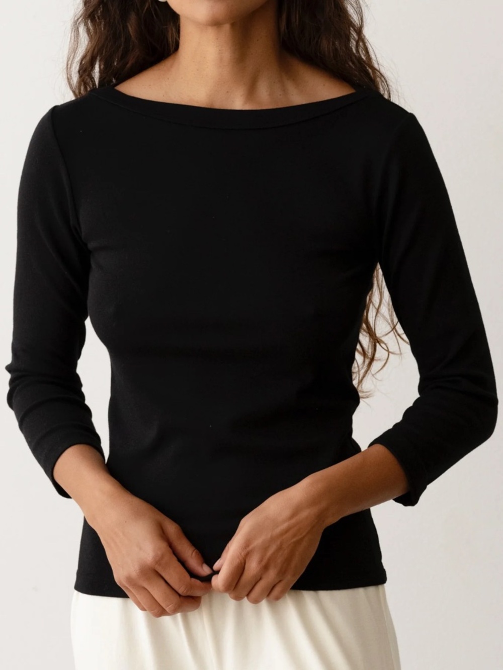 DONNI. The Baby Rib Boat Neck in Jet Small